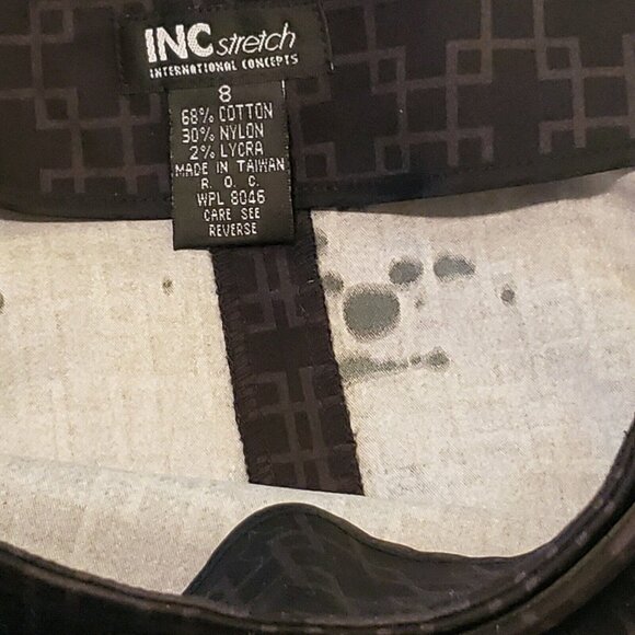 Inc Stretch International Concepts Skirt Black Geometric Pattern Sz 8 NWT - Picture 7 of 7
